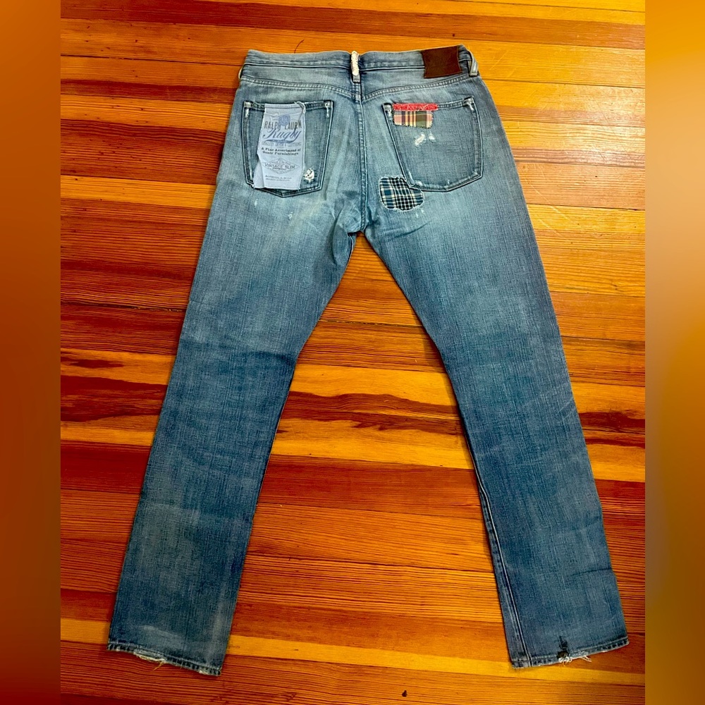 Ralph Lauren Special Edition Distressed PatchWork Denim jeans size 34/34
